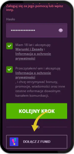 Wejdź na stronę i zaloguj się za pomocą FunID