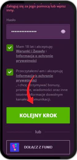 Kasyno Malina potwierdza rejestrację do gry