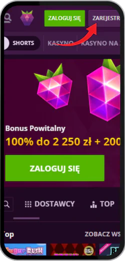 Kliknij Zaloguj się na stronie Malinacasino