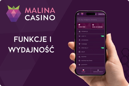 Funkcje i wydajność Malina Casino
